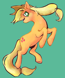 Size: 1189x1417 | Tagged: safe, artist:some-hipster, applejack, g4, female, jumping, simple background, solo