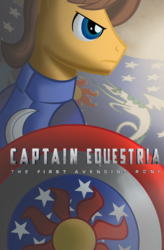 Size: 2808x4272 | Tagged: safe, artist:voltictail, caramel, g4, captain america, male, marvel, parody, poster, solo