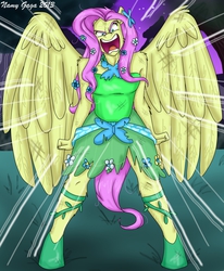 Size: 1587x1927 | Tagged: safe, artist:namyg, fluttershy, anthro, unguligrade anthro, g4, comic, female, flutterrage, love me, solo, this will end in death, you're going to love me