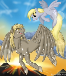 Size: 1676x1919 | Tagged: safe, artist:namyg, derpy hooves, oc, pegasus, pony, g4, canon x oc, female, mare