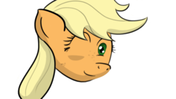 Size: 3840x2160 | Tagged: safe, artist:idkwtsit2u, applejack, g4, female, hatless, head, high res, missing accessory, one eye closed, simple background, solo, transparent background, wink