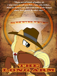 Size: 768x1024 | Tagged: safe, artist:rob barba, oc, oc only, fanfic:all-american girl, clothes, coat, fanfic art, fanfic cover, moustache, sheriff, shining badge, solo