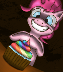 Size: 960x1080 | Tagged: safe, artist:firefoxproject, pinkie pie, earth pony, pony, fanfic:cupcakes, g4, cupcake, female, mare, rainbow cupcake, solo