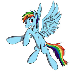 Size: 1280x1280 | Tagged: safe, artist:fuzebox, rainbow dash, pony, g4, flying, male, rainbow blitz, rule 63, solo, stallion