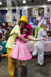 Size: 3456x5184 | Tagged: artist needed, safe, artist:evelynnightingale, cheese sandwich, pinkie pie, human, g4, 2014, anime boston, anime boston 2014, convention, cosplay, groucho mask, irl, irl human, photo