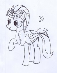 Size: 900x1147 | Tagged: safe, artist:captainboat, lightning dust, g4, wonderbolts academy, female, monochrome, solo
