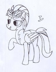 Size: 900x1147 | Tagged: safe, artist:captainboat, lightning dust, g4, my little pony: friendship is magic, wonderbolts academy, female, monochrome, solo