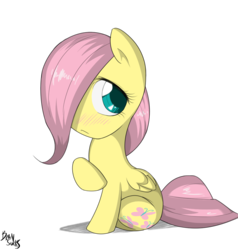 Size: 900x944 | Tagged: safe, artist:brainsucks, fluttershy, g4, blushing, female, filly, simple background, solo, transparent background, younger