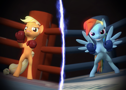 Size: 1700x1210 | Tagged: safe, artist:johnflaherty, applejack, rainbow dash, g4, 3d, boxing, gmod