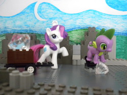Size: 4000x3000 | Tagged: safe, rarity, spike, g4, diamonds, gem, gift set, irl, lego, photo, toy, traditional art