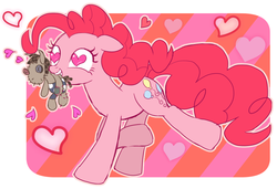 Size: 800x548 | Tagged: dead source, safe, artist:momo, pinkie pie, smarty pants, g4, cute, diapinkes, female, heart, heart eyes, in love, meta, mind control, mouth hold, out of frame, running, solo, twitter, want it need it, wingding eyes