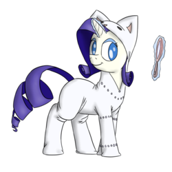 Size: 600x600 | Tagged: safe, artist:timsplosion, opalescence, rarity, pony, unicorn, g4, animal costume, cat costume, catchlights, clothes, costume, cute, female, kigurumi, mirror, no pupils, simple background, solo, transparent background