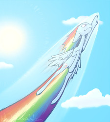 Size: 863x961 | Tagged: safe, artist:kathyatipton, rainbow dash, g4, female, flying, solo, trail