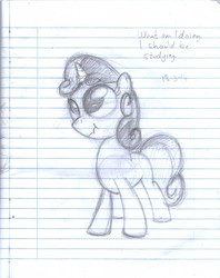 Size: 1955x2466 | Tagged: safe, artist:aemuhn, sweetie belle, g4, female, monochrome, solo, traditional art