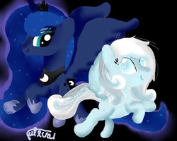 Size: 999x799 | Tagged: safe, artist:princesslovelypony, princess luna, oc, oc:snowdrop, g4, duo, duo female, female, filly, mare