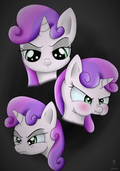 Size: 3496x4960 | Tagged: safe, artist:rameslack, sweetie belle, pony, for whom the sweetie belle toils, g4, my little pony: friendship is magic, angry, blushing, evil, nose wrinkle, pouting, puffy cheeks, scrunchy face, sweetie belle is not amused, tsundere, tsundere belle