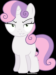 Size: 763x1024 | Tagged: safe, artist:vector-brony, edit, sweetie belle, g4, evil smile, female, inverted mouth, solo