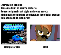 Size: 500x450 | Tagged: safe, button mash, g4, buttongate, capcom, comparison, drama, hasbro, lucifer hasbro, mega man (series), megaman unlimited, moustache, op is trying to start shit, op started shit, text