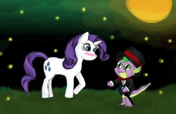 Size: 1482x960 | Tagged: safe, artist:azalais, rarity, spike, g4, female, male, ship:sparity, shipping, straight