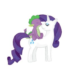 Size: 924x896 | Tagged: safe, artist:azalais, rarity, spike, dragon, pony, unicorn, g4, female, male, mare, ship:sparity, shipping, simple background, spikelove, straight, transparent background