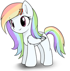 Size: 873x887 | Tagged: safe, artist:hikariviny, oc, oc only, female, filly, hairclip, offspring, parent:rainbow dash, parent:soarin', parents:soarindash, smiling, solo