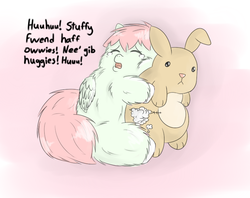Size: 739x586 | Tagged: safe, artist:buwwito, fluffy pony, crying, hugbox, huggies, plushie
