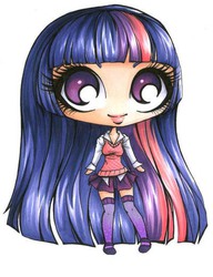 Size: 400x522 | Tagged: safe, artist:forunth, twilight sparkle, human, g4, chibi, female, humanized, solo, traditional art