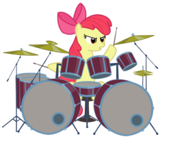 Size: 900x798 | Tagged: safe, artist:1992zepeda, apple bloom, earth pony, pony, g4, drum kit, drums, female, filly, foal, heavy metal, metal, musical instrument, simple background, solo, thrash metal, transparent background