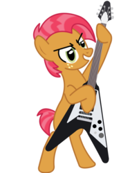 Size: 768x1024 | Tagged: safe, artist:1992zepeda, babs seed, earth pony, pony, g4, electric guitar, female, guitar, heavy metal, musical instrument, simple background, solo, thrash metal, transparent background