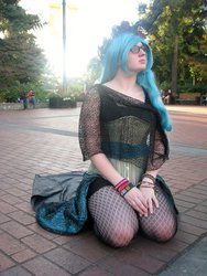 Size: 1024x1365 | Tagged: safe, artist:disimprison, queen chrysalis, human, g4, convention, cosplay, glasses, irl, irl human, kumoricon, kumoricon 2013, photo, solo