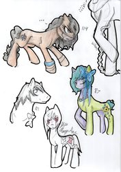 Size: 2290x3233 | Tagged: safe, artist:disimprison, oc, oc only, pony, group, high res, simple background, traditional art, white background