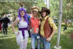 Size: 2048x1365 | Tagged: artist needed, safe, artist:allyxcat3, artist:lost-in-eyes-of-blue, applejack, braeburn, rarity, human, g4, 2013, convention, cosplay, irl, irl human, ndk, photo