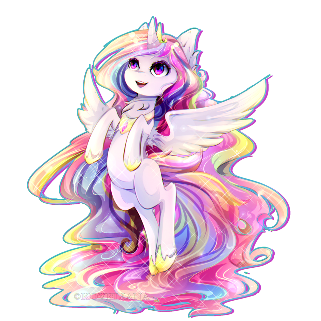 586093 Safe Artistkoveliana Princess Celestia Chromatic Aberration Color Porn Cute