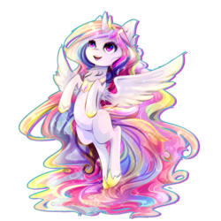 Size: 1800x1800 | Tagged: safe, artist:koveliana, princess celestia, g4, chromatic aberration, color porn, cute, cutelestia, female, solo