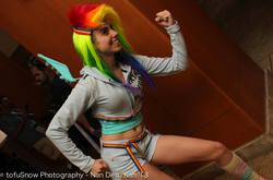 Size: 2048x1355 | Tagged: artist needed, safe, rainbow dash, human, g4, 2013, belly button, belly piercing, bellyring, convention, cosplay, irl, irl human, ndk, photo, piercing, solo