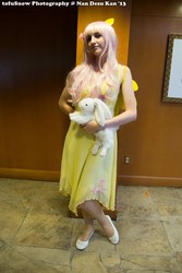 Size: 1365x2048 | Tagged: artist needed, safe, fluttershy, human, g4, 2013, convention, cosplay, irl, irl human, nan desu kan, ndk, photo, plushie, solo