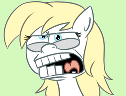 Size: 670x512 | Tagged: safe, artist:hotdiggedydemon, oc, oc only, oc:aryanne, pony, blonde, female, reaction image, redraw, solo