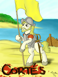 Size: 768x1024 | Tagged: safe, artist:lardon-draconis, pony, conquistador, hernan cortes, ponified, solo