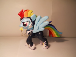 Size: 4320x3240 | Tagged: safe, artist:earthenpony, rainbow dash, zapp, g4, power ponies (episode), clothes, costume, irl, photo, power ponies, sculpture, solo