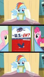 Size: 581x1000 | Tagged: safe, fluttershy, pinkie pie, rainbow dash, earth pony, pegasus, pony, g4, read it and weep, season 2, book, book cover, reading, reading rainbow, wat