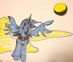 Size: 600x512 | Tagged: safe, artist:snow, princess luna, g4, female, solo, traditional art