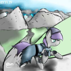 Size: 1024x1024 | Tagged: safe, artist:revan7747, maud pie, g4, female, knee pads, pickelhaube, solo