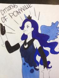 Size: 720x960 | Tagged: safe, artist:meeversdesu, princess luna, human, g4, female, humanized, solo, traditional art