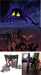 Size: 508x920 | Tagged: safe, idw, kaiju, nightmare forces, dark spirit, femuto, godzilla (series), godzilla 2014, hokmuto, muto, nightmare creature, the legend of korra, unnamed character, unnamed nightmare forces