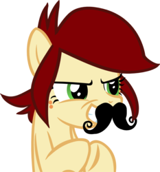 Size: 872x935 | Tagged: safe, artist:ironm17, oc, oc only, oc:canni soda, galacon, grin, moustache, simple background, solo, transparent background