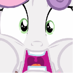 Size: 350x350 | Tagged: safe, artist:hoovesoffury, screencap, sweetie belle, for whom the sweetie belle toils, g4, animated, female, horror, open mouth, shaking, solo, terror, the horror, uvula, vibrating