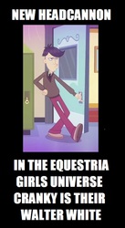 Size: 451x825 | Tagged: safe, screencap, cranky doodle donkey, equestria girls, g4, music to my ears, my little pony equestria girls: rainbow rocks, breaking bad, headcanon, male, solo, walter white