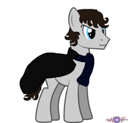 Size: 1024x981 | Tagged: safe, artist:wayup, pony, benedict cumberbatch, clothes, ponified, scarf, sherlock holmes, solo, trenchcoat