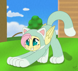 Size: 1200x1100 | Tagged: safe, artist:marindashy, fluttershy, g4, cat costume, clothes, crossover, cute, female, fluttercat, shyabetes, solo, super mario 3d world, super mario bros.