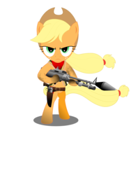 Size: 2400x3200 | Tagged: safe, artist:gonein10seconds, applejack, earth pony, pony, g4, bandolier, bipedal, female, gun, high res, revolver, simple background, solo, transparent background, weapon